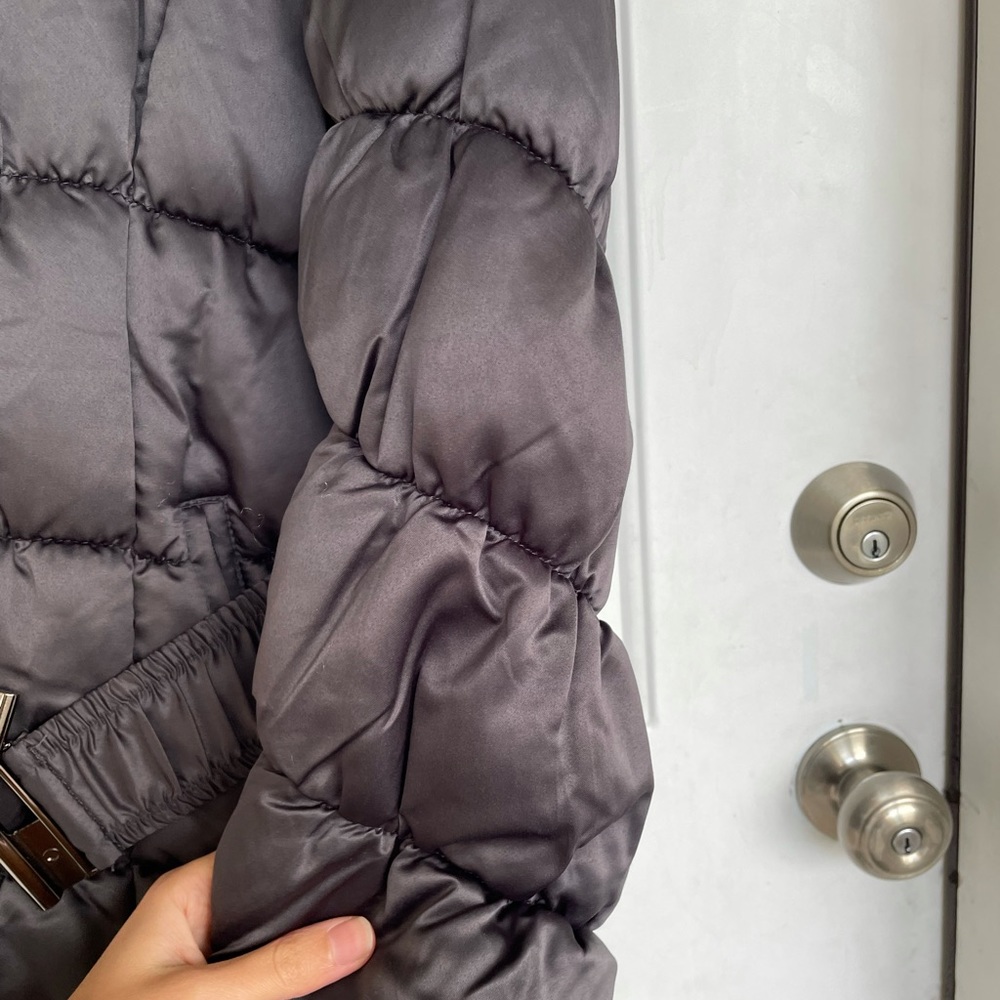 COOGI Puffer Longline Belted Coat with Faux Fur Removable Hood Quilted Jacket - Picture 9 of 16